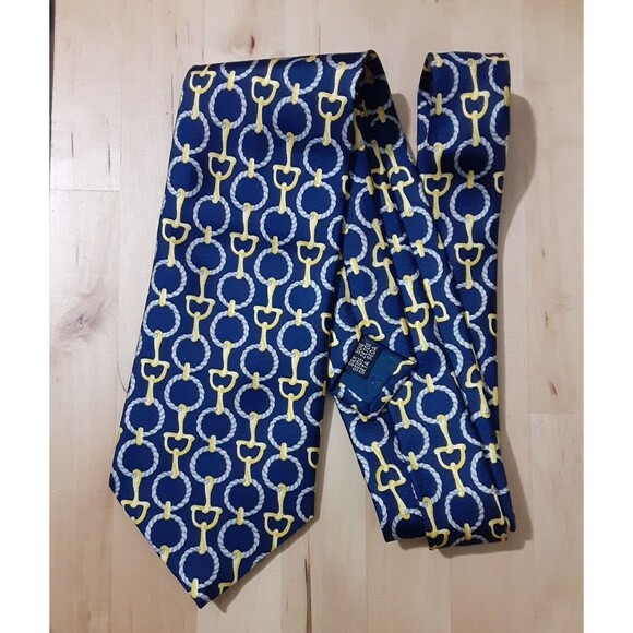 NWT Silk Tie Blue With Horse Bit Pattern Jonelle Made in Engalnd - Picture 2 of 6